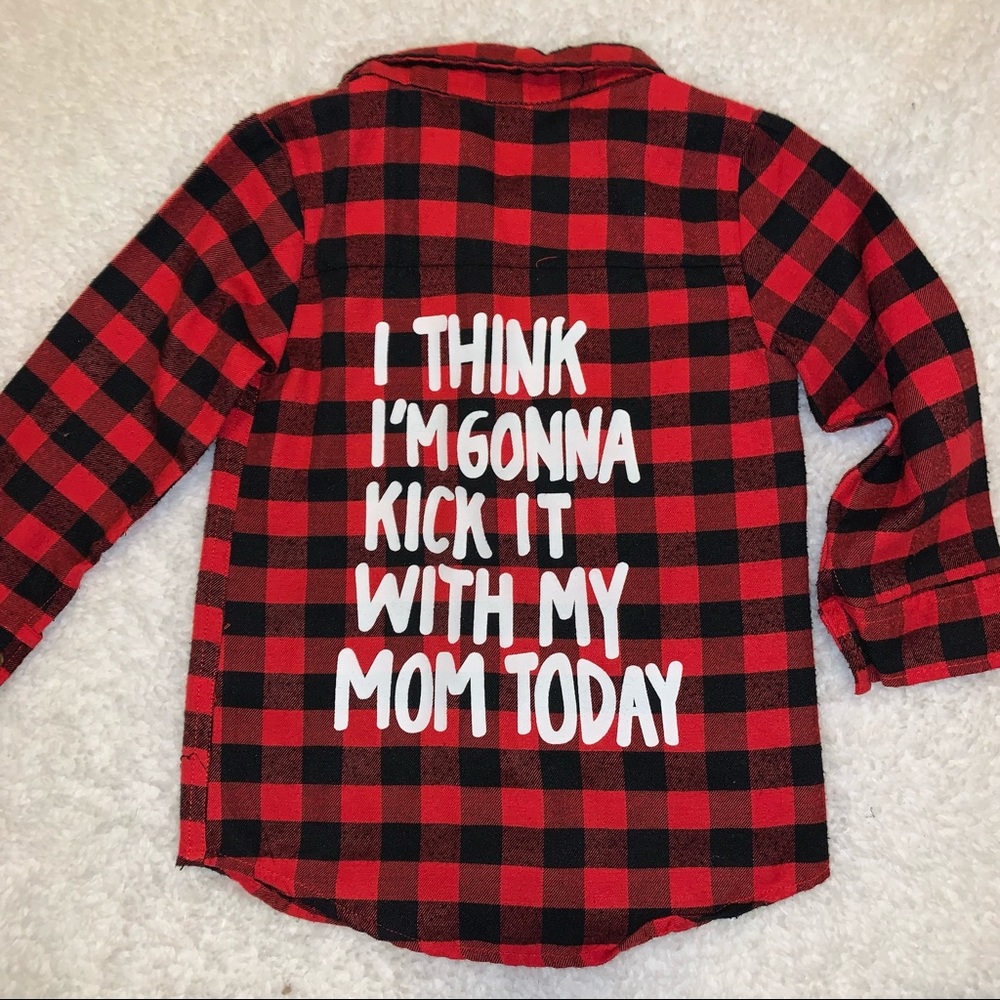 Kick it With My Mom, Red Buffalo Plaid / Lumberjack, Button Down Shirt.